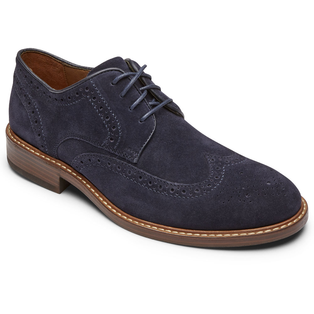 Zapatos Con Cordones Rockport Hombre Mexico - Kenton Wingtip Gay Marino - AOGEL8970